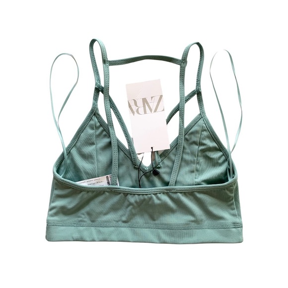 🌸New🌸 Zara Cross Strap Crop Top Small Sea Green - Picture 8 of 8